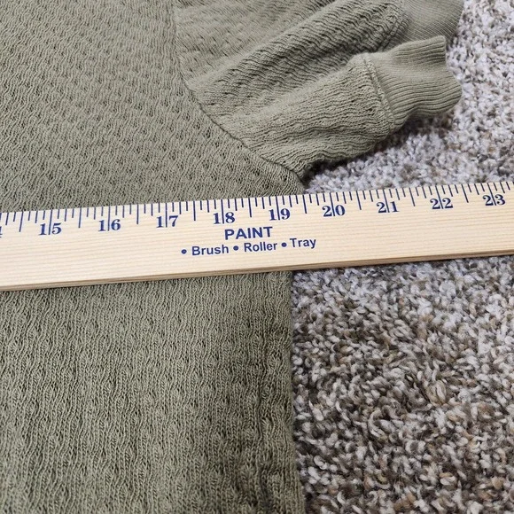 Madewell Short Sleeve Polo‎ Top Women's Medium Olive Green Textured Knit - Picture 7 of 9